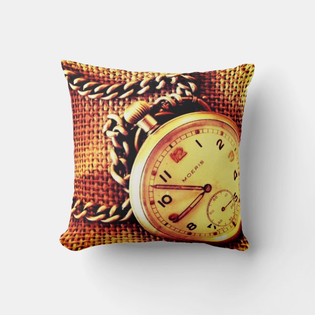 Old Watch Throw Pillow (Front)