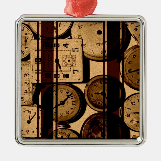 Old Watch Triptych Metal Ornament (Front)