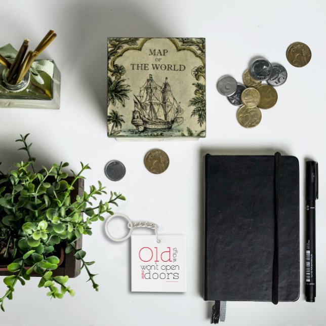 Old ways wont open new ways quote red black  keychain (Creator Uploaded)