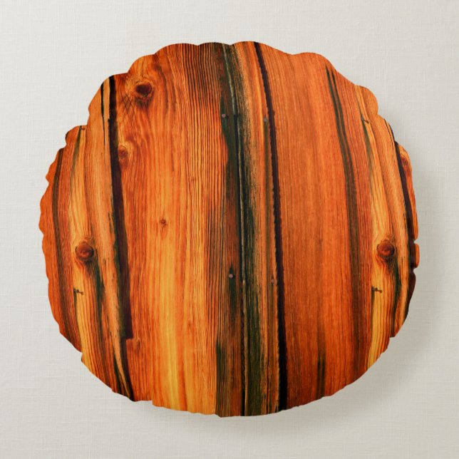 old weathered barn boards round pillow (Front)