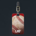 Old Weathered Baseball Luggage Tag<br><div class="desc">An old weathered baseball with sports style initials; your info on the back. Original photography by Becky Nimoy</div>