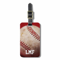 Old Weathered Baseball Luggage Tag