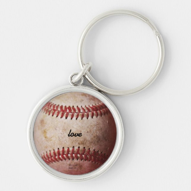 Old Weathered Baseball Personalized Key Chain (Front)