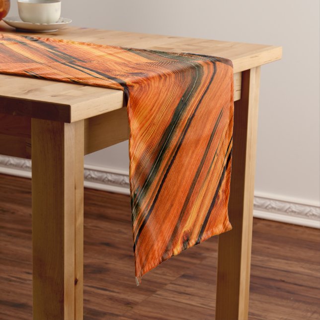 old weathered diagonal barn boards short table runner (In Situ)