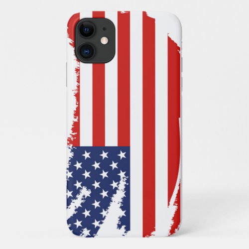 OLD WEATHERED GRUNGE STARS AND STRIPES USA FLAG   iPhone 11 CASE