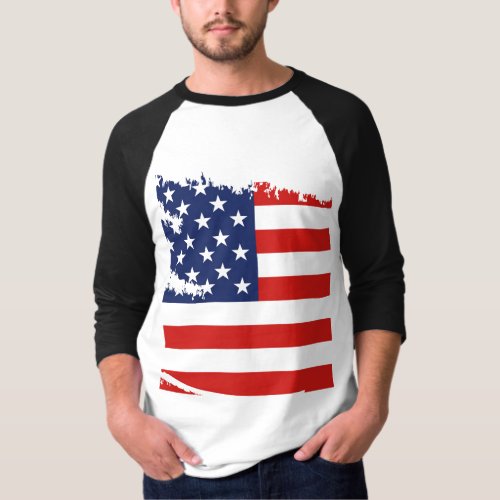 OLD WEATHERED GRUNGE STARS AND STRIPES USA FLAG    T_Shirt
