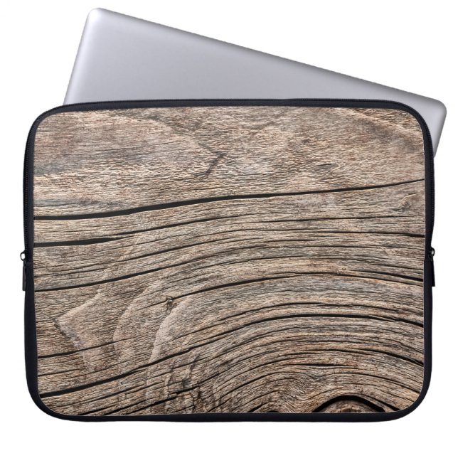 Old Weathered Rotten Cracked Knotted Coarse Wood G Laptop Sleeve (Front)