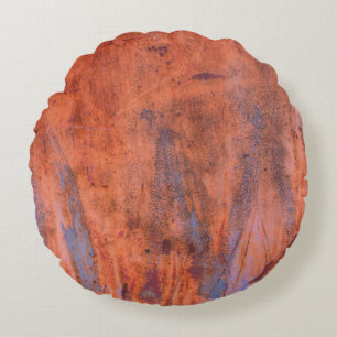 Old weathered rusty textureabstract, aged, aging,  round pillow