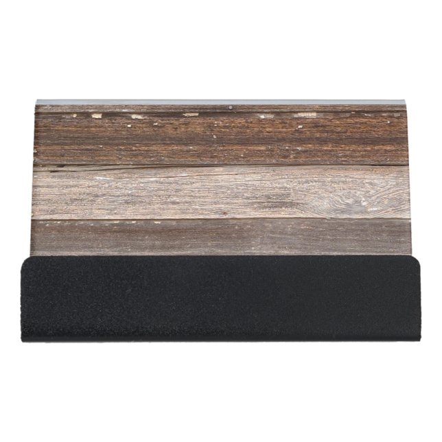 Old Weathered Wooden Exterior Wall of a Farmhouse Desk Business Card Holder (Front)