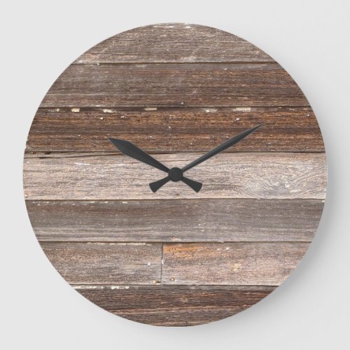 Old Weathered Wooden Exterior Wall of a Farmhouse Large Clock