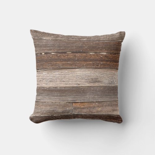 Old Weathered Wooden Exterior Wall of a Farmhouse Throw Pillow