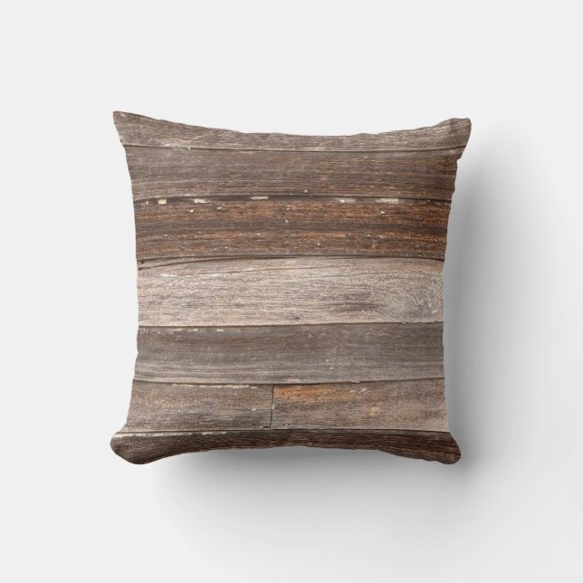 Old Weathered Wooden Exterior Wall of a Farmhouse Throw Pillow (Front)