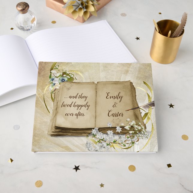 Old Wedding Album with Feather Pen Guest Book (Front Open)