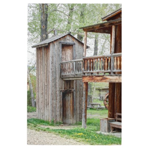 Old West 2 Story Montana Outhouse Metal Print