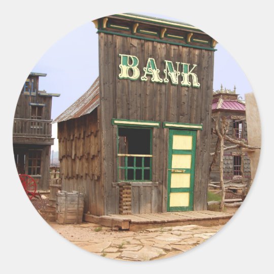 Old West Bank Color Classic Round Sticker Zazzle Com