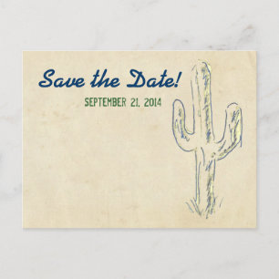 Old West Cactus Western Save the Date Announcement Postcard