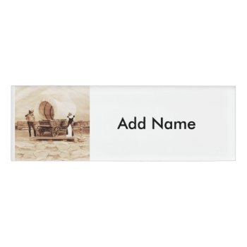 Old West Cats With Covered Wagon Name Tag by gravityx9 at Zazzle