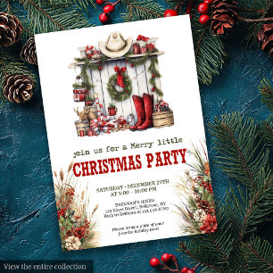 Old West Christmas party printable red green  Invitation