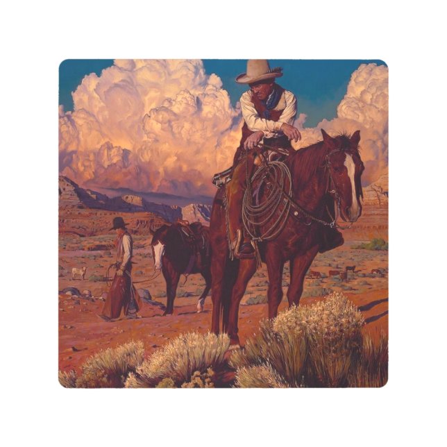 old west cowboy metal print (Front)