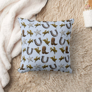 Old West Cowboy Rodeo Throw Pillow