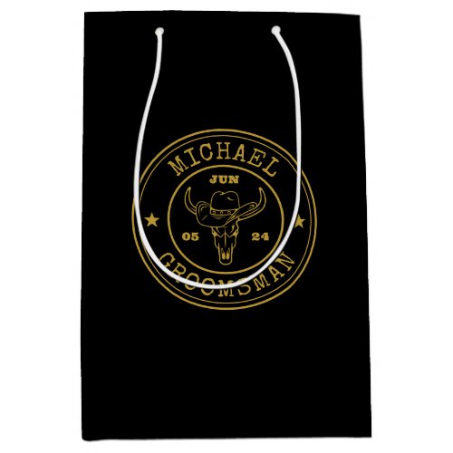 Old West Cowboy Rustic Logo Personalized Groomsmen Medium Gift Bag