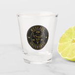 Old West Cowboy Rustic Logo Personalized Groomsmen Shot Glass<br><div class="desc">Personalized gifts for groomsmen with western cowboy theme. Decorated with cowboy hat with vintage western font. Text and color are editable using the Design Tool to fit your occasion. Get this customize gift for wedding,  bachelor party,  engagement party or any other special occasions.</div>