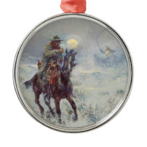 Old West Cowboy see's Santa Christmas Ornament