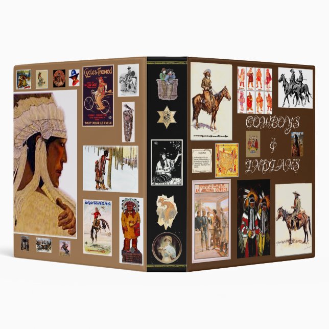 "Old West COWBOYS & INDIANS"Binder 3 Ring Binder (Background)