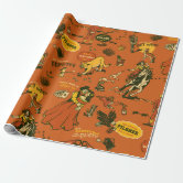 Western Cowboy Rodeo Pattern Beige Wrapping Paper