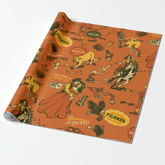 Old West, Cowboys & Saloons Pattern Wrapping Paper