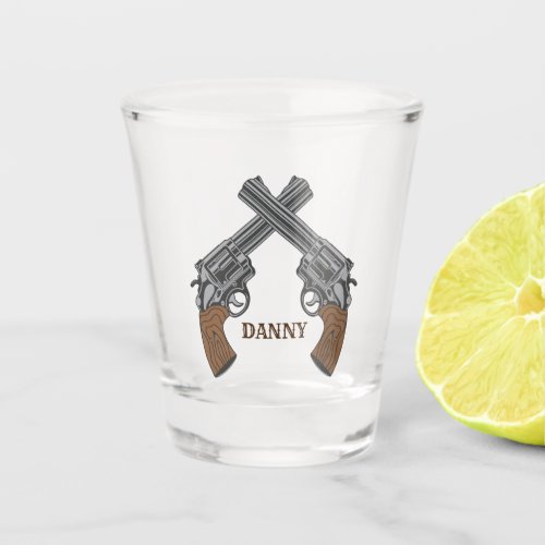 Old West Crossed Guns With name Shot Glass