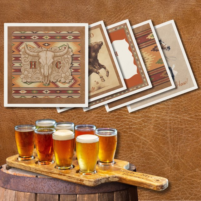 Old West Frontier Leather Patch Cocktail Napkin (Creator Uploaded)