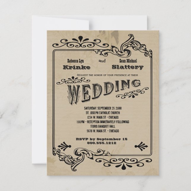 Old West Inspired Customizable Wedding Invite (Front)
