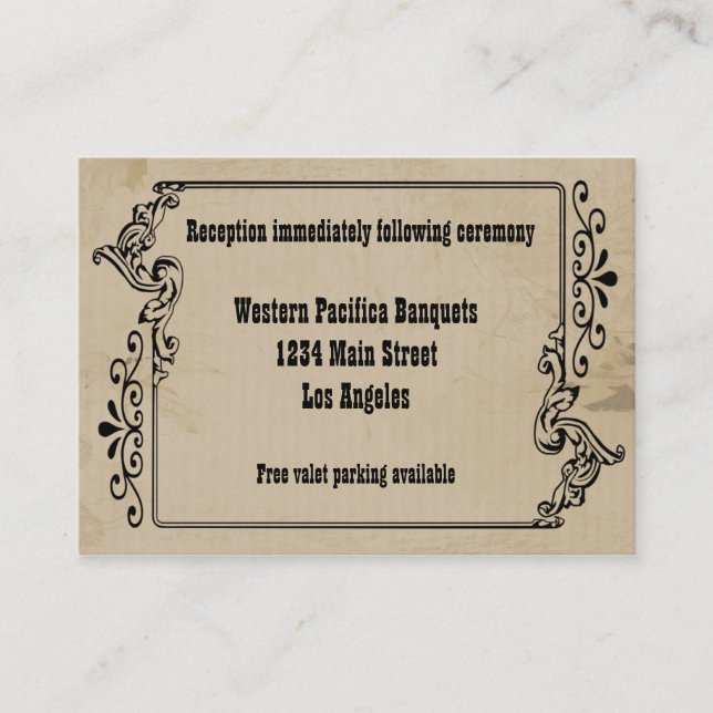 Old West Inspired Reception Card (Front)