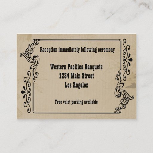 Customizable Old West Inspired Reception Card Business Card Templates