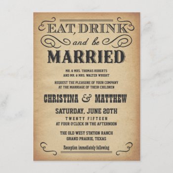 Old West Poster Style Rustic Wedding Invitations by weddingtrendy at Zazzle