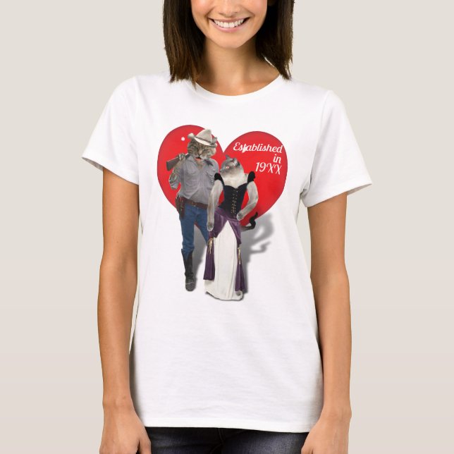 Old West 'Purrfect'  Cat Couple T-Shirt (Front)