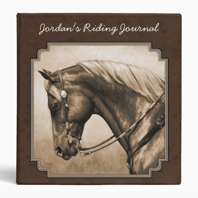 Old West Quarter Horse Sepia Brown Binder (Front)