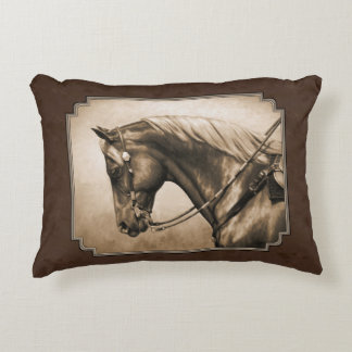 Old West Quarter Horse Sepia Brown Decorative Pillow