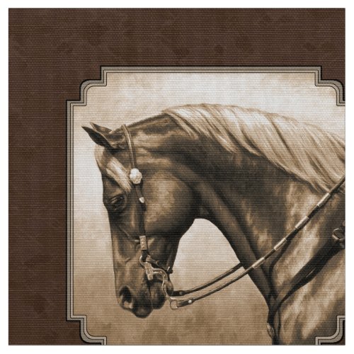 Old West Quarter Horse Sepia Brown Fabric