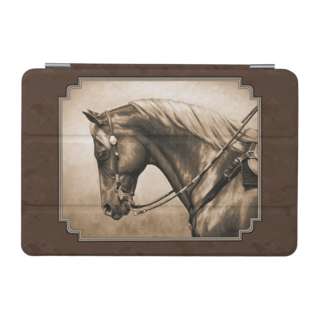 Old West Quarter Horse Sepia Brown iPad Mini Cover (Horizontal)