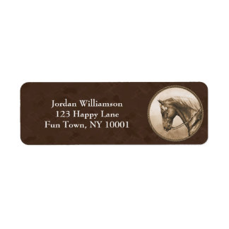 Old West Quarter Horse Sepia Brown Label