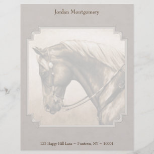 Old West Quarter Horse Sepia Brown Letterhead