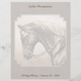 Old West Quarter Horse Sepia Brown Letterhead