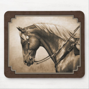 Old West Quarter Horse Sepia Brown Mouse Pad