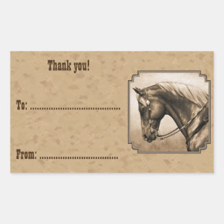 Old West Quarter Horse Sepia Brown Rectangular Sticker