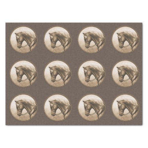 Old West Quarter Horse Sepia Brown Tissue Paper