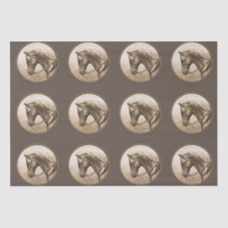 Old West Quarter Horse Sepia Brown Tissue Paper