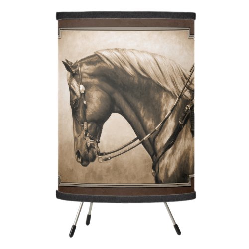 Old West Quarter Horse Sepia Brown Tripod Lamp