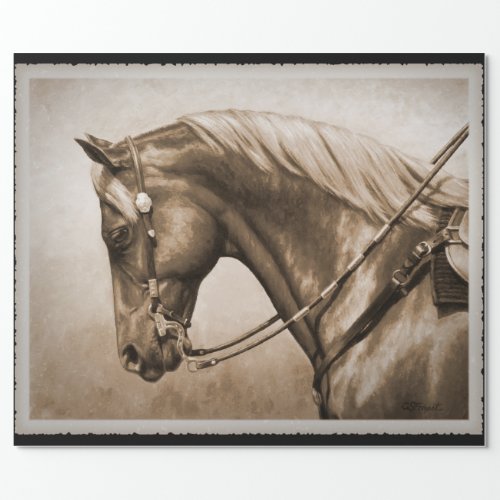 Old West Quarter Horse Sepia Wrapping Paper